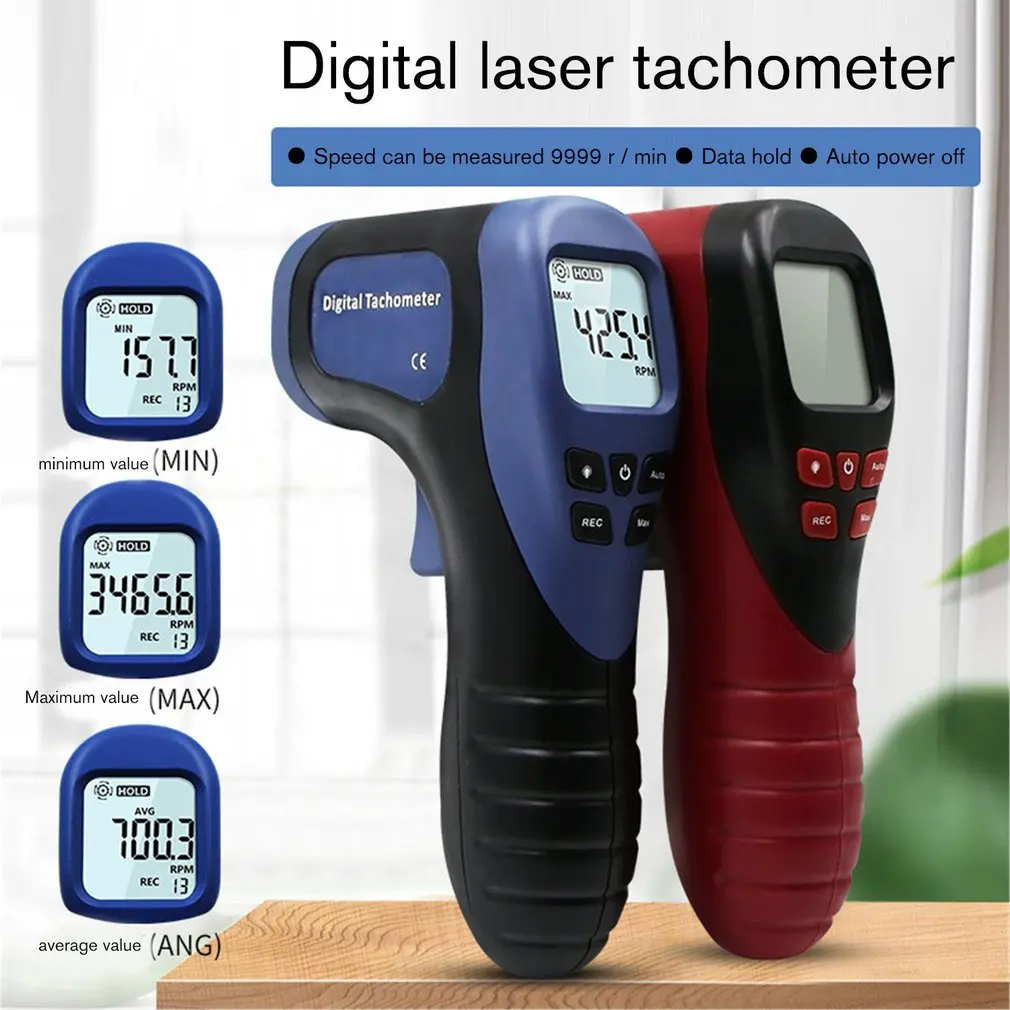 

TL-900 Laser Tachometer Digital LCD Tachometer Non-Contact Laser Tach Range 2.5-99999RPM Motor Speed Meter Tools