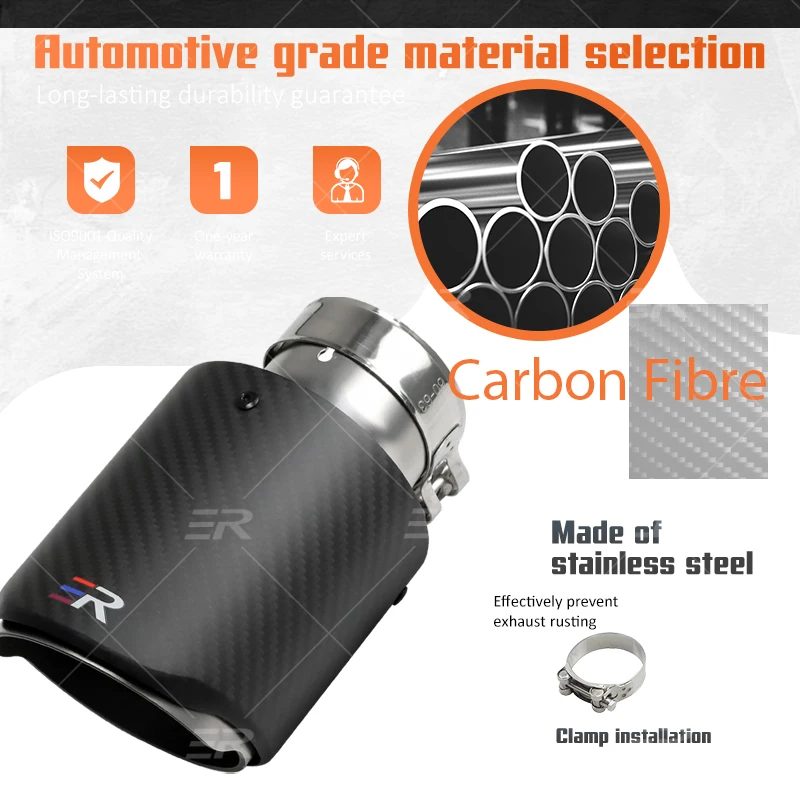 Akrapovic Style Matte Carbon Fiber Exhaust Tip - Dual Pipe, Multiple Sizes (76mm To 114mm OD) - View #2