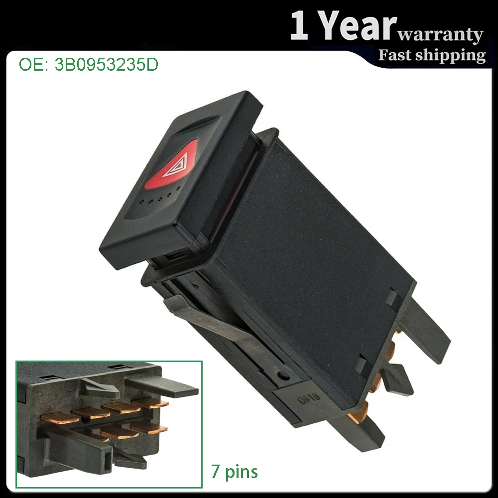 Emergency Flash Hazard Warning Light Switch Fit For Vw Passat 1998-2005 Emergency Warning Switch 3B0 953 235D 3B0953235D