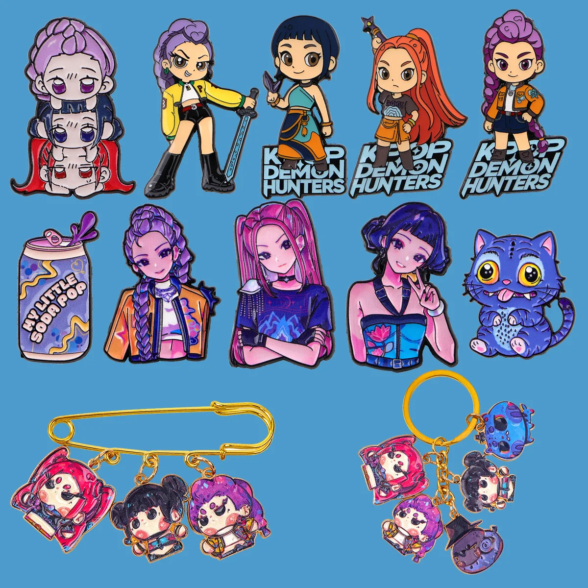 Hot Anime Movie Enamel Pin Demon Lapel Pins for Backpacks Cool Girl Group Cartoon Badges Cosplay Brooch Clothes Gift Friends