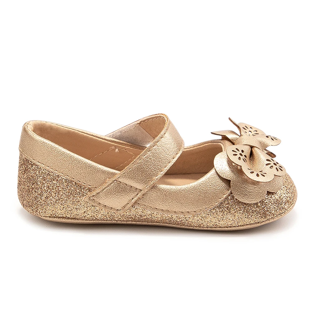 Newborn Baby Baptism Walking Shoes Golden Elegant And Noble Gold Princess Shoes Comfortable Soft Soles Non-slip Walking Shoes 5