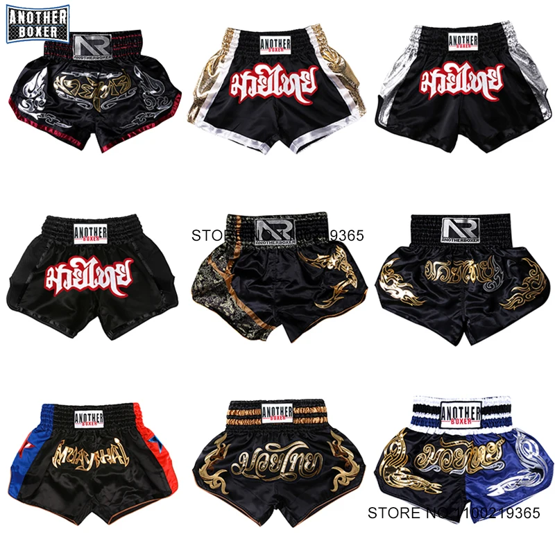 Muay Thai combat Kickboxing Shorts Fitness hommes femmes enfants Shorts de boxe broderie thaïlande entraînement de gymnastique noir MMA Jujitsu pantalon