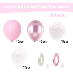 12 - Inch Pink Bow Balloons for Bridal & Birthday Celebrations (20Pcs Set)
