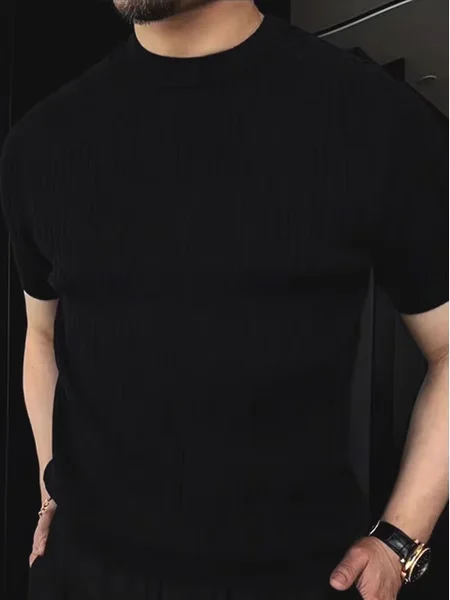 Slim Fit ort Sve round Ne Knitted Twist Rope Men's T-irt Breathable Lightweight Summer Faion Workwear Top