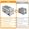 Commercial Toaster 6 Slices Stainless Steel Pop-Up Electric Toaster Machine Cool Touch Toaster Countertop Toaster 2