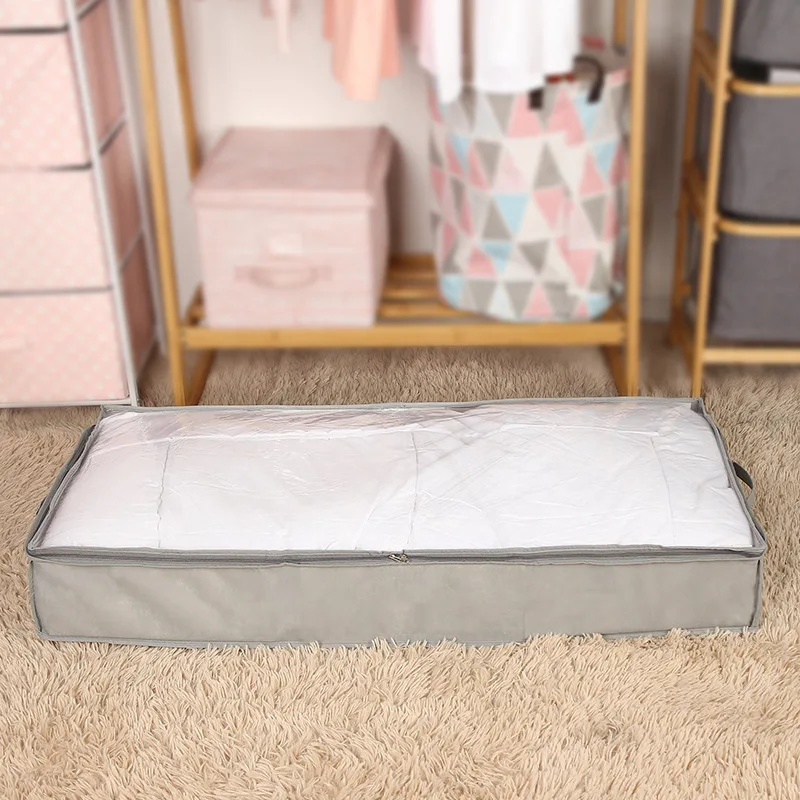 Foldable Underbed Bags - 2 Pack Blankets Clothes Comforters Storage Bag Breathable Zippered Organizer for Bedroom 2