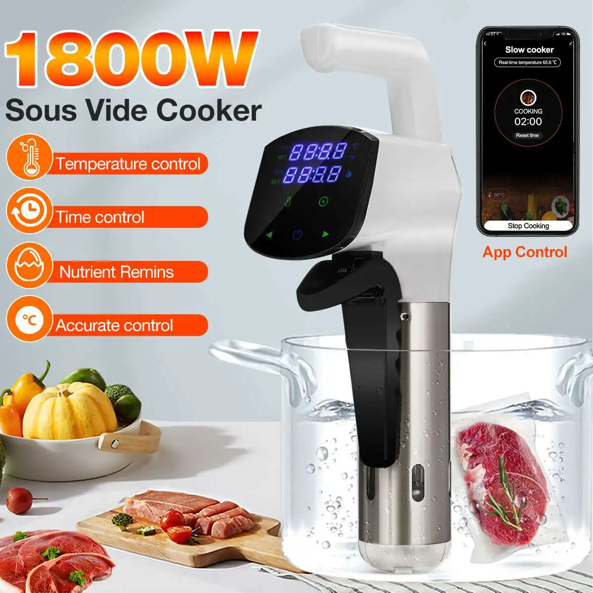 Augienb Generation Smart Wifi Control Sous Vide Cooker 1800w Immersion