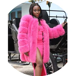 Women Coats Autumn Winter Fluffy Black Faux Fur Coat Women Elegant Thick Warm Faux Fur Jackets For Women