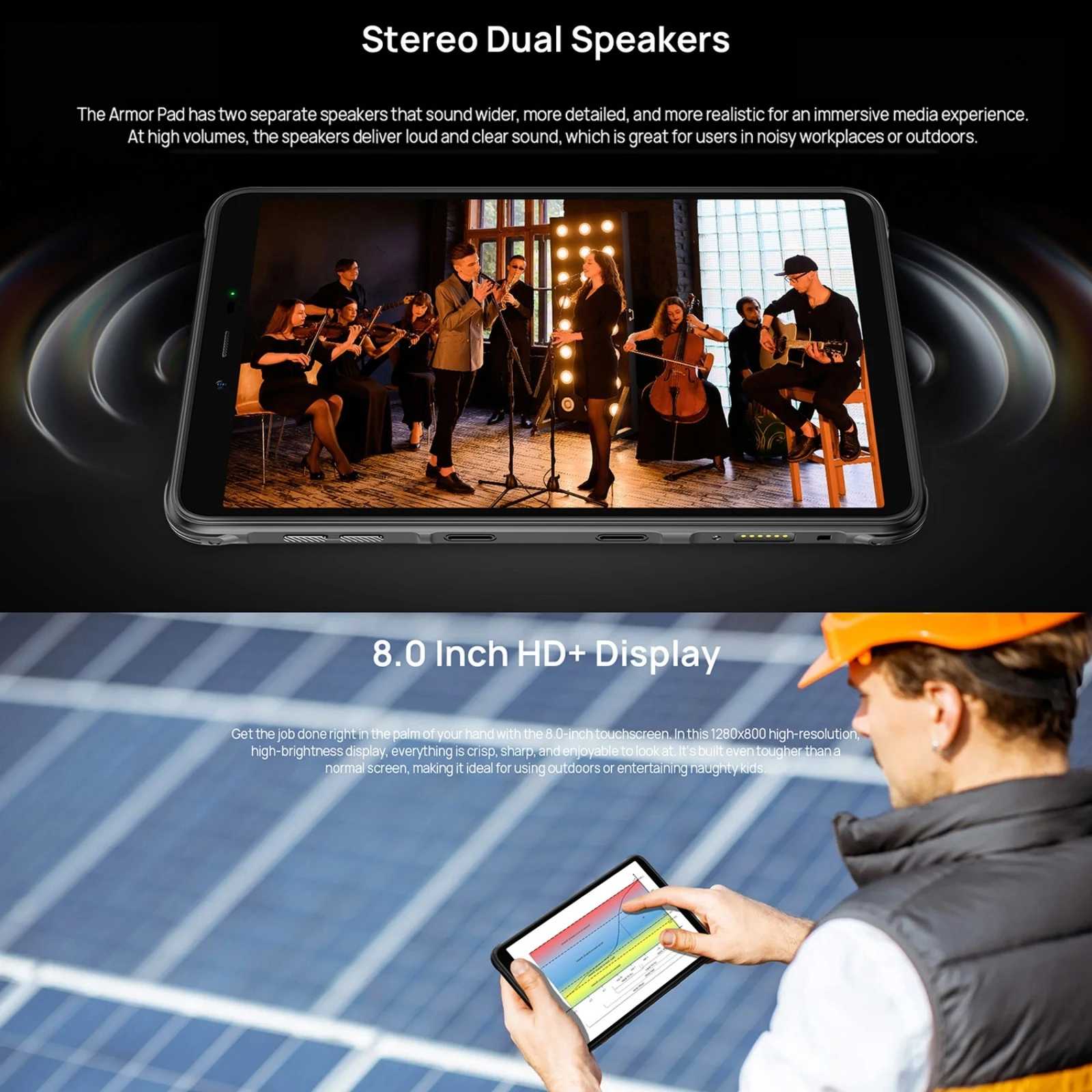 Ulefone Armor Pad Rugged Tablet PC IP68/IP69K 4G Tablet 4GB+64GB 8 inch 48MP Camera 7650mAh Android 13 NFC