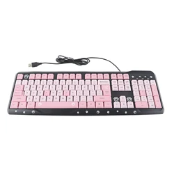 Ultra - Thin Ergonomic USB Wired Keyboard with Cute Cartoon Design (Black)