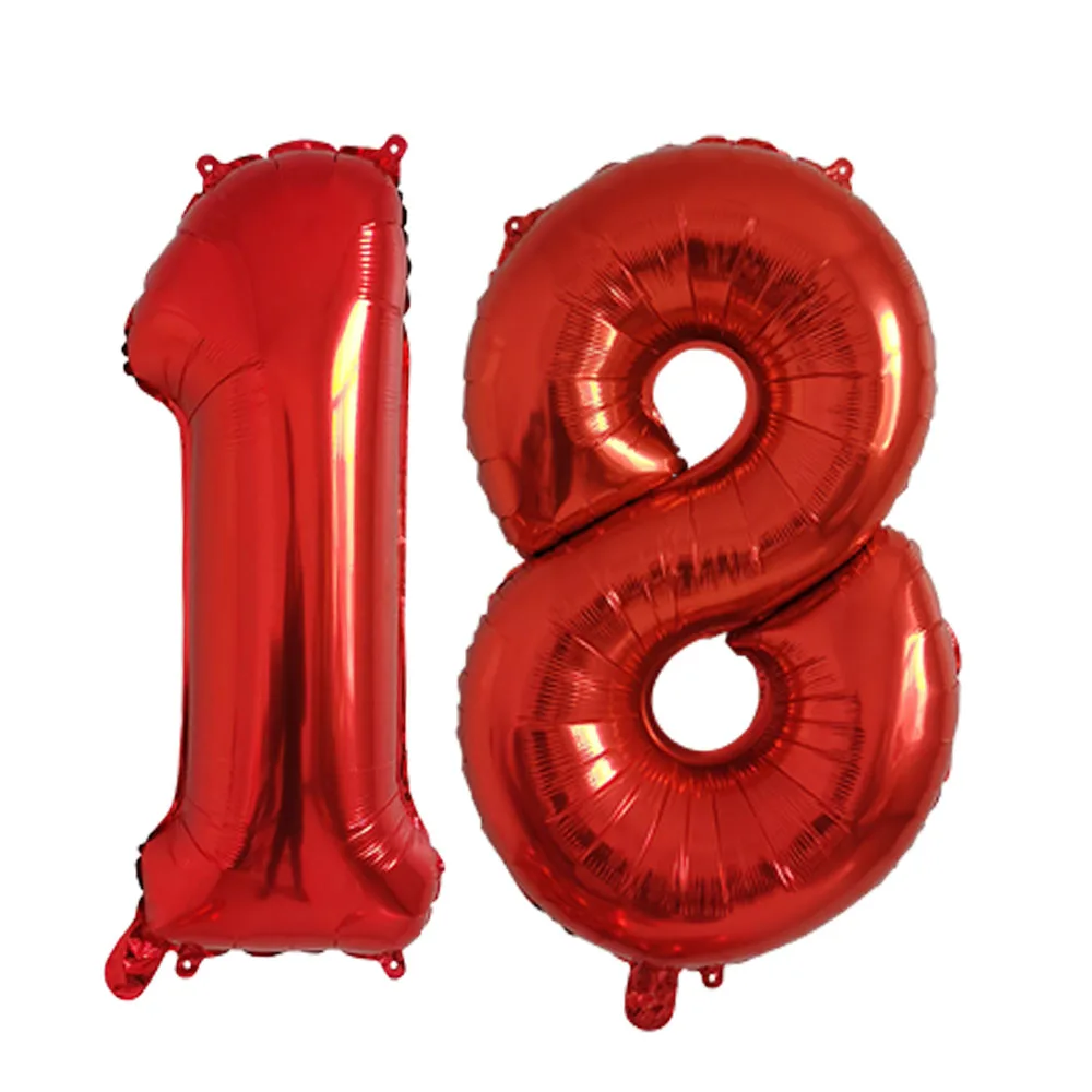 thumbnail image 1 of Globos de 40 pulgadas con números grandes, dorados, negros, plateados, rojos y azules, para fiestas de cumpleaños de adultos, suministros para fiestas de aniversario, 1 of 5