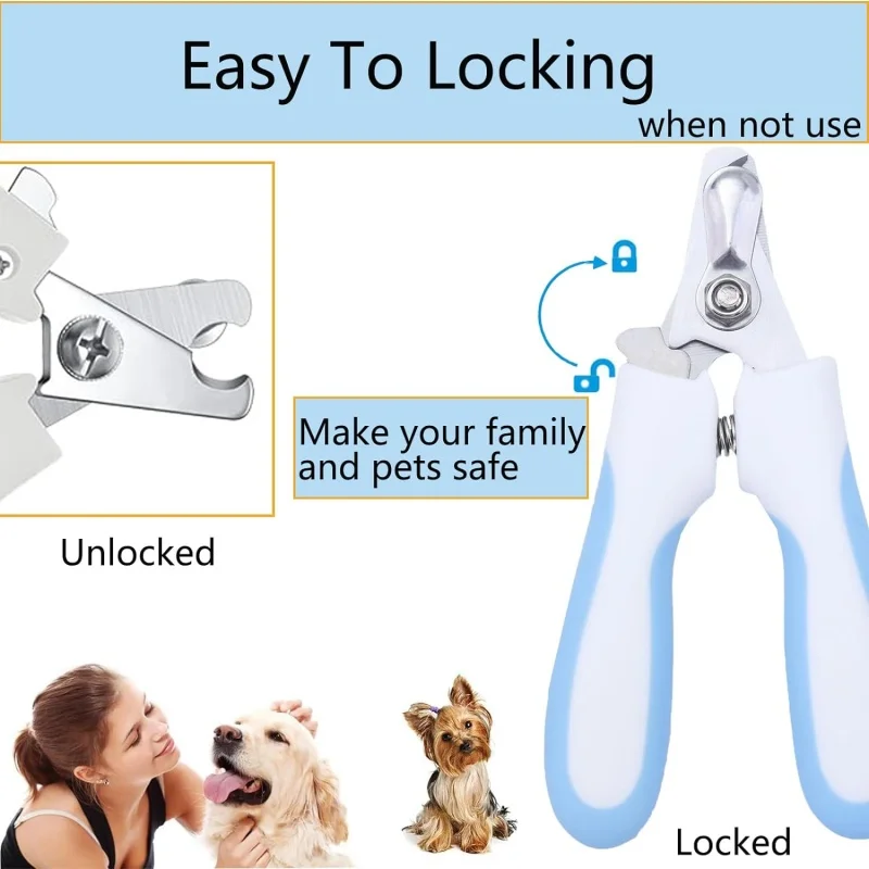 Pet Nail Clipper Dog Professional Nail Trimmers with Safety Guard Sharp Stainless Steel Cat Clipper Pet Grooming Tools
