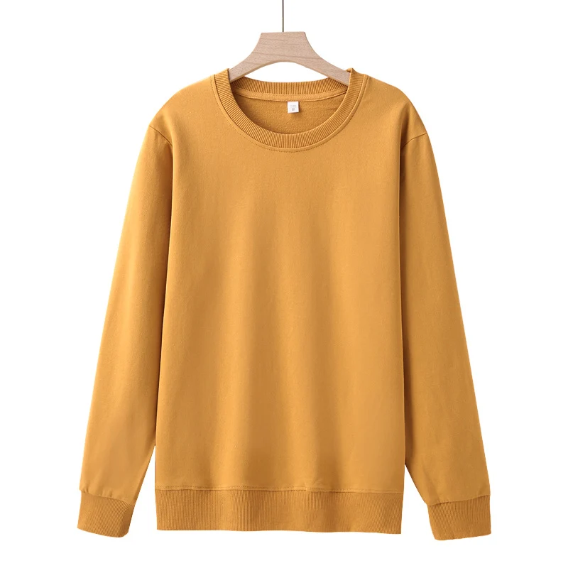 Round Necked Hoodie Loose Solid Color Spring Autumn Winter Men And women's Plush And Thick Versatile Top Sweatshirts Pullover 3