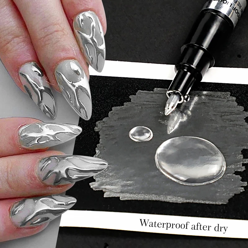 Metallic Silver Gold Nail Polish Pen Spring Summer Nail Drawing Brush For Design Graffiti Painting Pencil Lines Manicure Tools nail art tools nail polish nail art pen