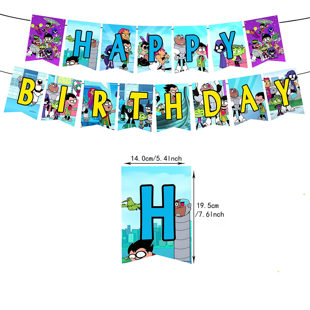 For Kids Boys Adult Teen Titans Birthday Theme Party Supplies Cupcake Deco Banner Flag Balloon