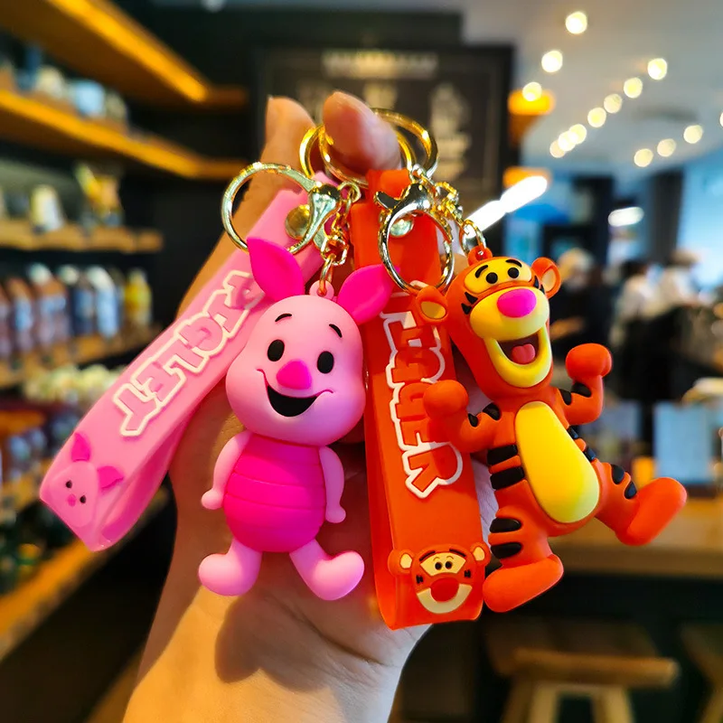 Winnie The Pooh Keychain Cute Bag Decoration Cartoon Couple Silicone Doll Exquisite Car Keychain anime keychain,keychain pendant