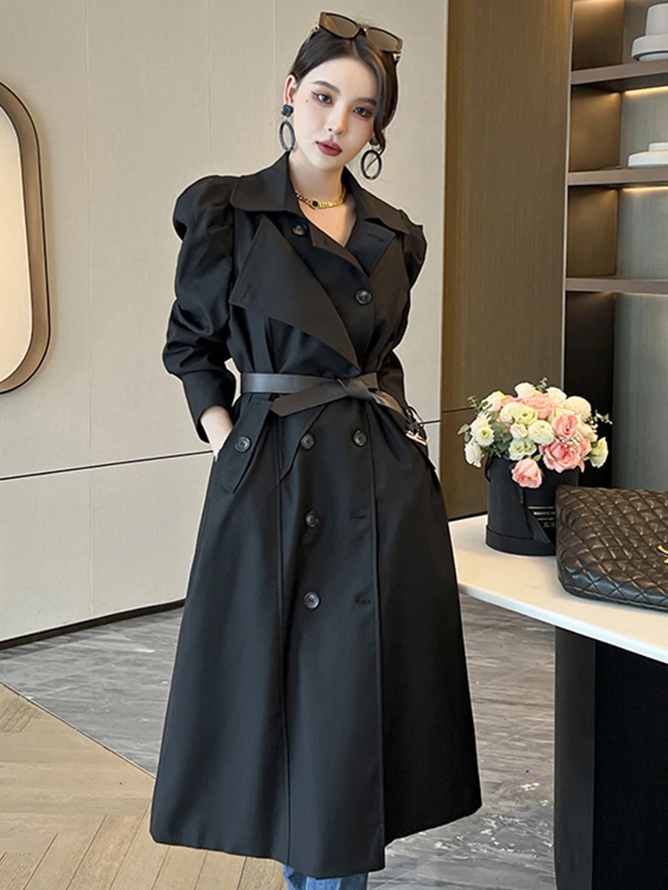 Sobretudo Feminino Inverno Casaco Fino Preto Feminino Outono