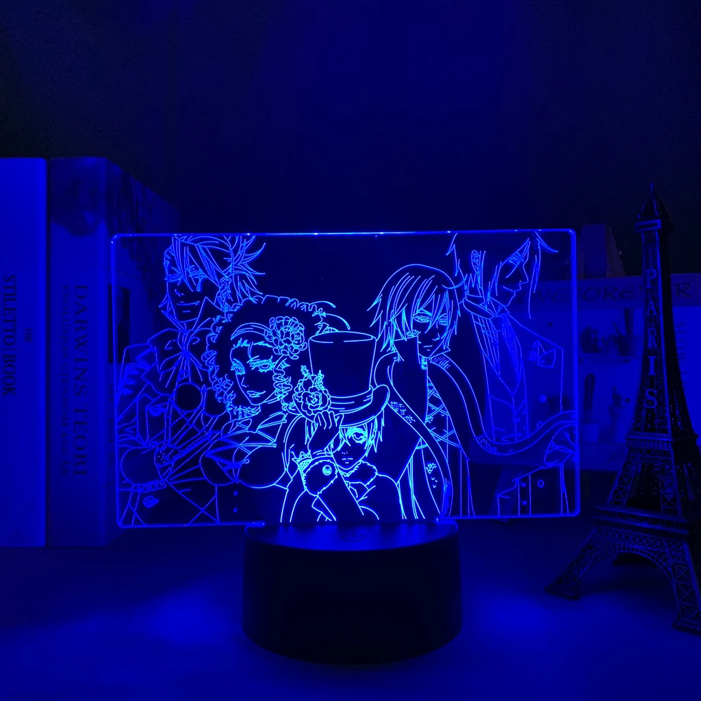 Anime Black Butler ��̸����� Led ���� ħ�� ��� Nightlight ���� ���� �� ��� å�� 3d ���� Manga Black Butler