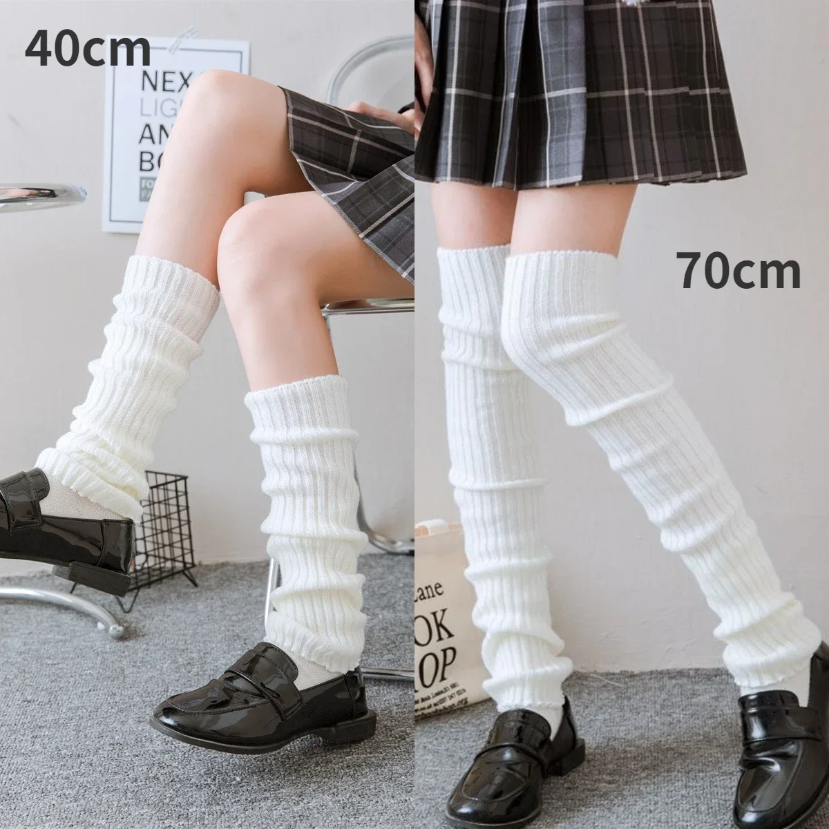 

40/70cm Knitted Long Socks Leg Warmers Thickened Wool Leg Cover Winter Knitted Socks JK Lolita Y2K Fashion Clothes Accessories