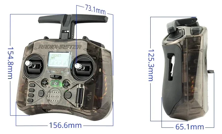 Batterie 18650 insérée dans la radiocommande ELRS Pocket 2.4G