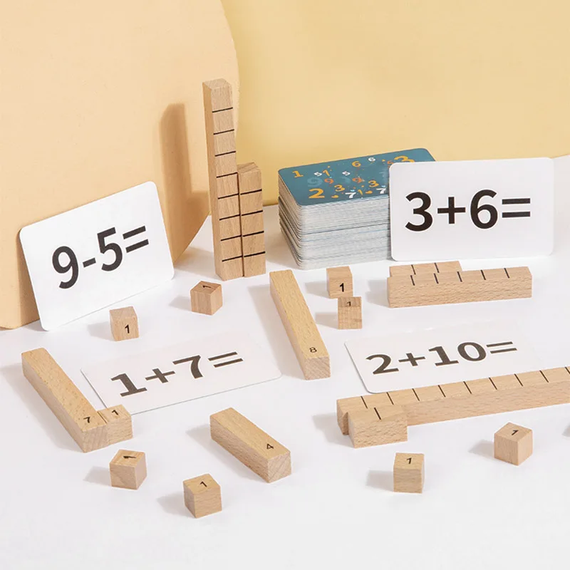 Children's Wooden Number Stick Cognitive Matching Addition Subtraction Operation Montessori Logical Thinking Training Math Toys 4