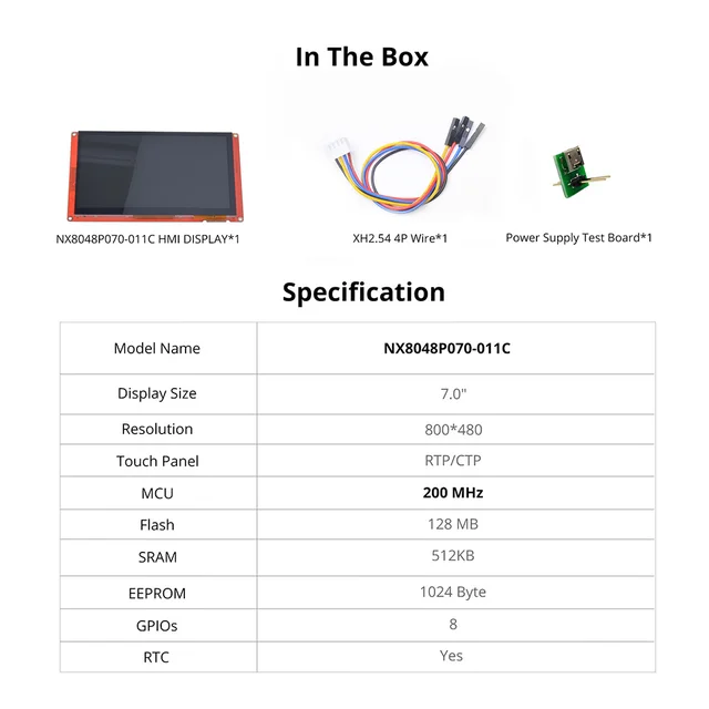 Display Nextion 7 Pollici HMI - Touch Screen Capacitivo 800x480 TFT LCD Per Arduino E Raspberry Pi - Foto 6