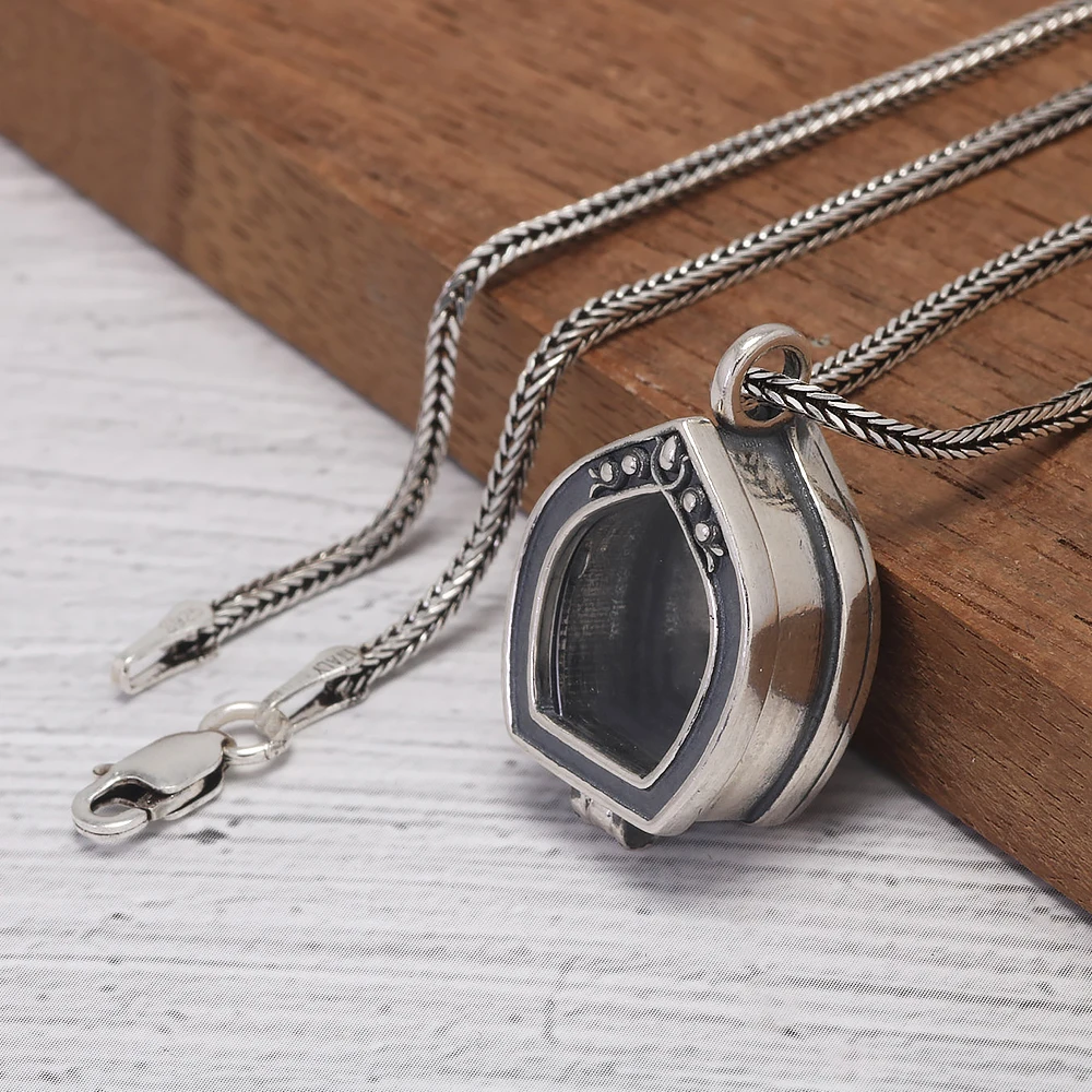 925 Sterling Silver Vintage Openable Locket Necklace for Women and Men Gawu Box Photo Frame Pendant Unisex Fine Jewelry
