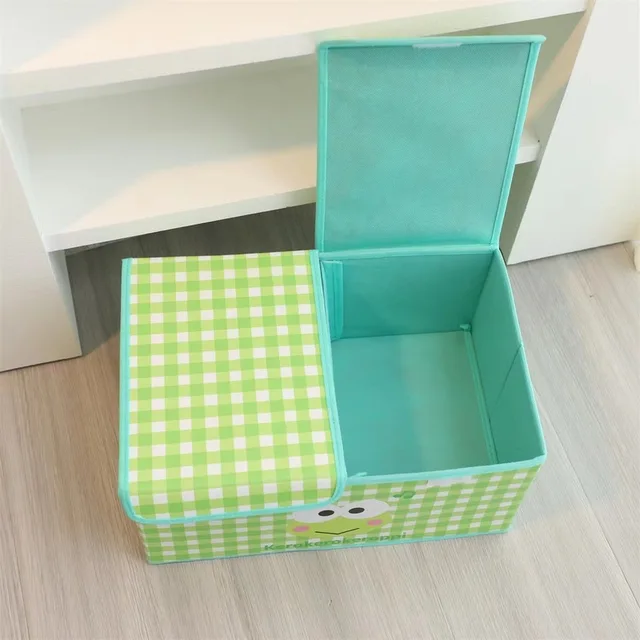 2024 New Sanrio Cartoon Leather Storage Box Student Dormitory Double Lid Divided Sorting Box Wardrobe Foldable Storage Box 3