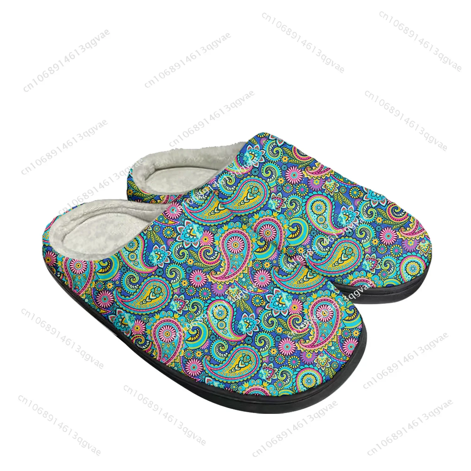 Paisley Print Gifts Home Cotton Slippers High Quality Mens Womens Plush Bedroom Casual Keep Warm Shoe Customized Thermal Slipper
