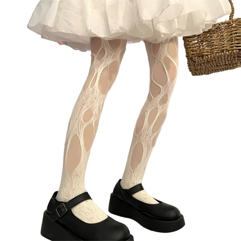

Женские японские сексуальные прозрачные сетчатые колготки с цветочным принтом, нерегулярные колготки с дырочками, леггинсы,