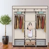 69" Portable Clothes Closet Non-Woven Fabric Wardrobe Double Rod Storage Organizer Beige 2