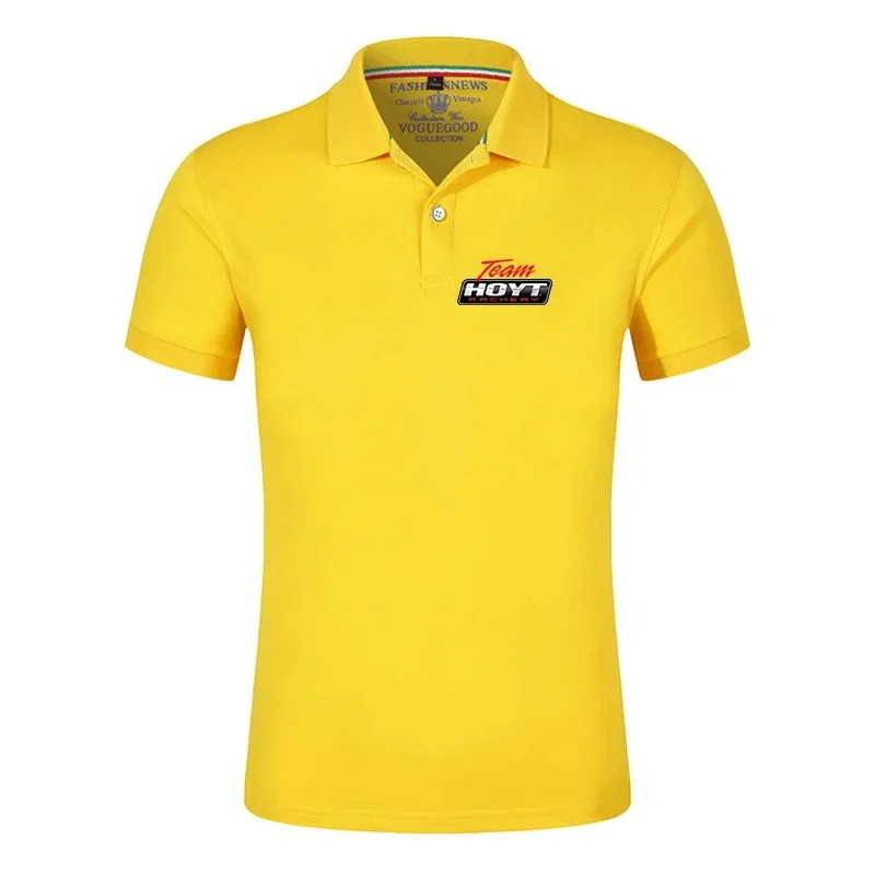 

2024 Men Summer Hoyt Archery Classics Button Lapel Ordinary Polo Shirts Leisure Cotton Short Sleeve Popular Breathable Tops