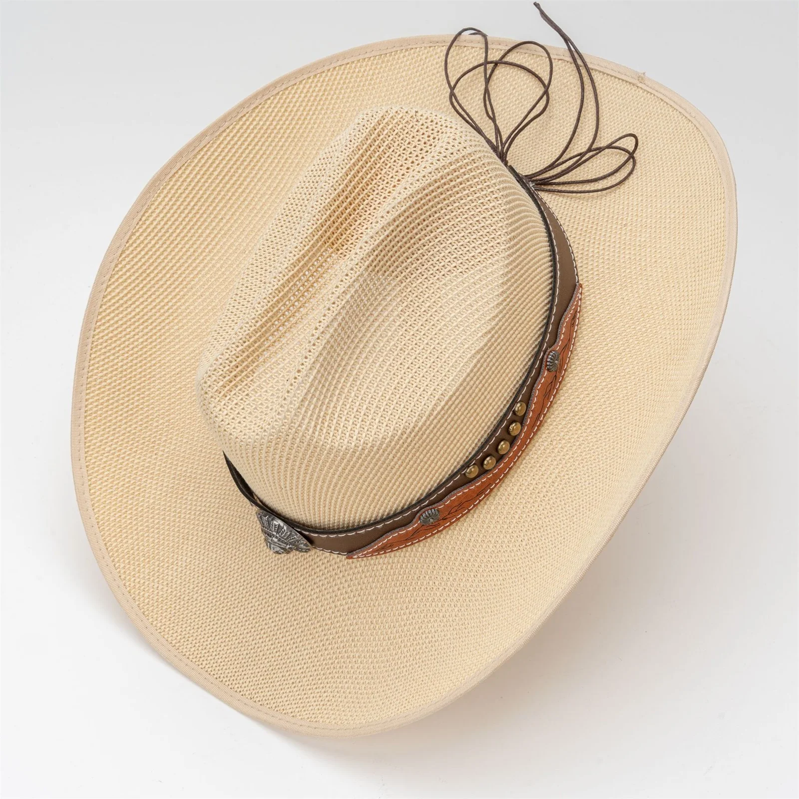 Women Men Cowgirl Hats Trendy Retro Belted Wide Brim Beach Cap Sun Protection Western Caps Panama Jazz Hats Vacation Party - 6