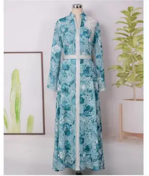 2025 Embroidered Dubai Robe with Ethnic Print
