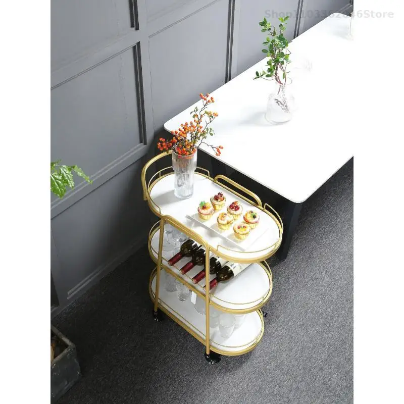 Nordic Mobile Food Truck Hotel Commercial Food Truck Tea Double-decker Three-layer Wine Cart Cart Cake Home