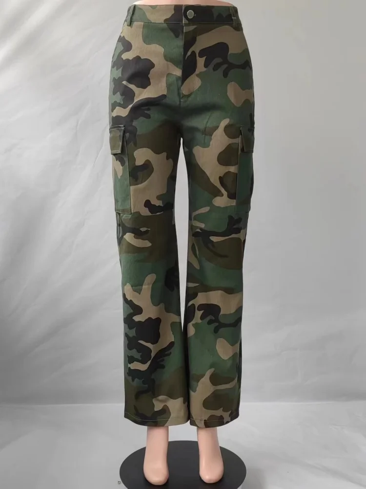 Wmstar Pants Women Wholesale 2025 Ins Style High Waisted Straight Leg Multi Color Camouflage Work Summer 2025 One Piece