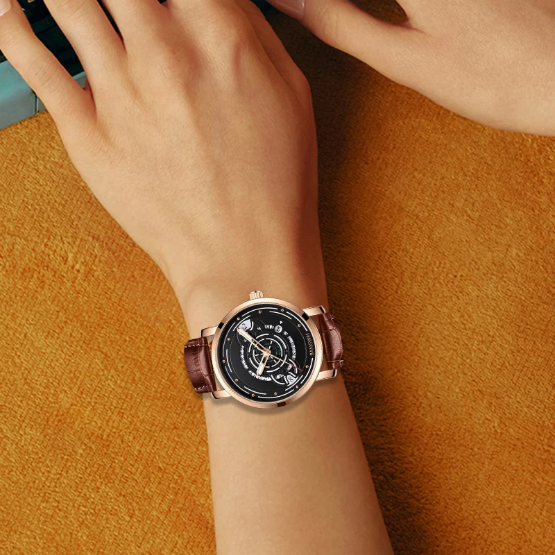 LIGE NEW Top Brand Quartz Watch For Women 30M Waterproof Watches Women's Sports Leather Strap ladies Wristwtach reloj mujer moda