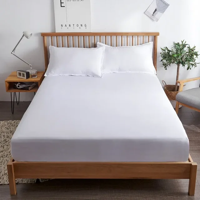 Ensemble de draps-housses en coton, 3 pièces (1 drap-housse + 2 taies d'oreiller), housse de matelas douce et respirante avec housse d'oreiller, ensemble de literie 6
