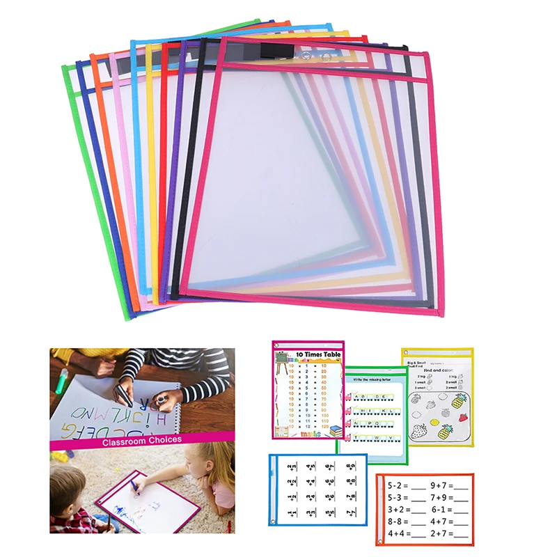 1PC (Color Random）Can Be Reused With PVC Transparent Dry Brush Bag PET Writing Dry Wipe Bag Drawing Toy For Children Adult