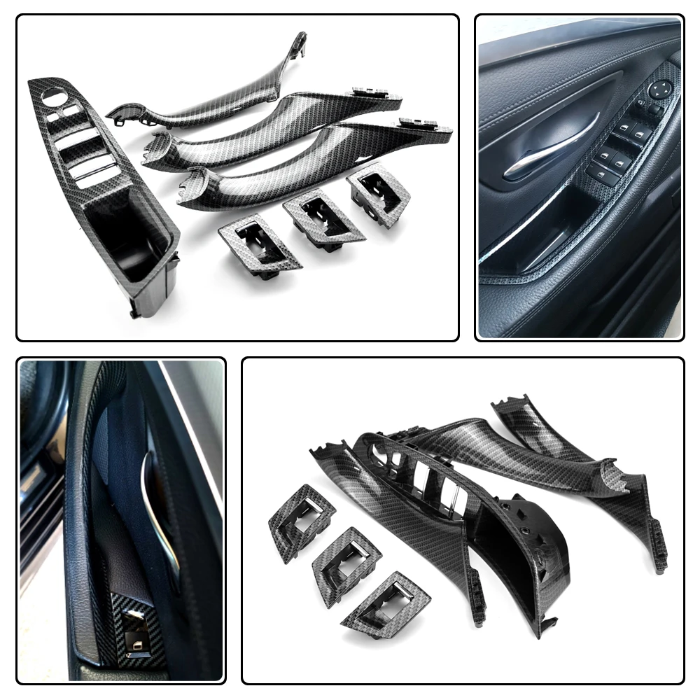 탄소 섬유 자동차 LHD RHD 내부 도어 핸들, 내부 패널 풀 트림 커버, BMW 5 시리즈 F10 F11 F18 520d 525d 530d 535i 에 적합