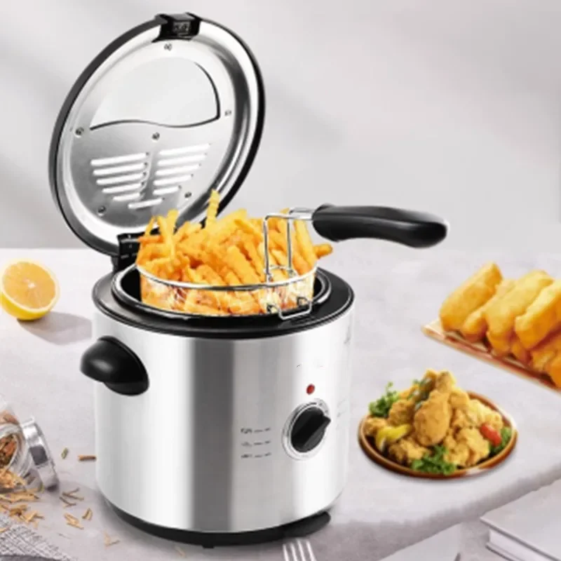 

1.2L Electric Fryer Mini Deep Fryer Household Small Round French Fries Machine Fried Chicken Wings Fryer Constant Temperature