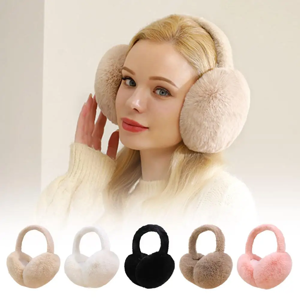Earmuffs Fashion Winter Warm Fluffy Ear Muff for Women Soft Plush Earmuffs Girls Boys Cold Weather Ear Warmer Foldable Earflaps