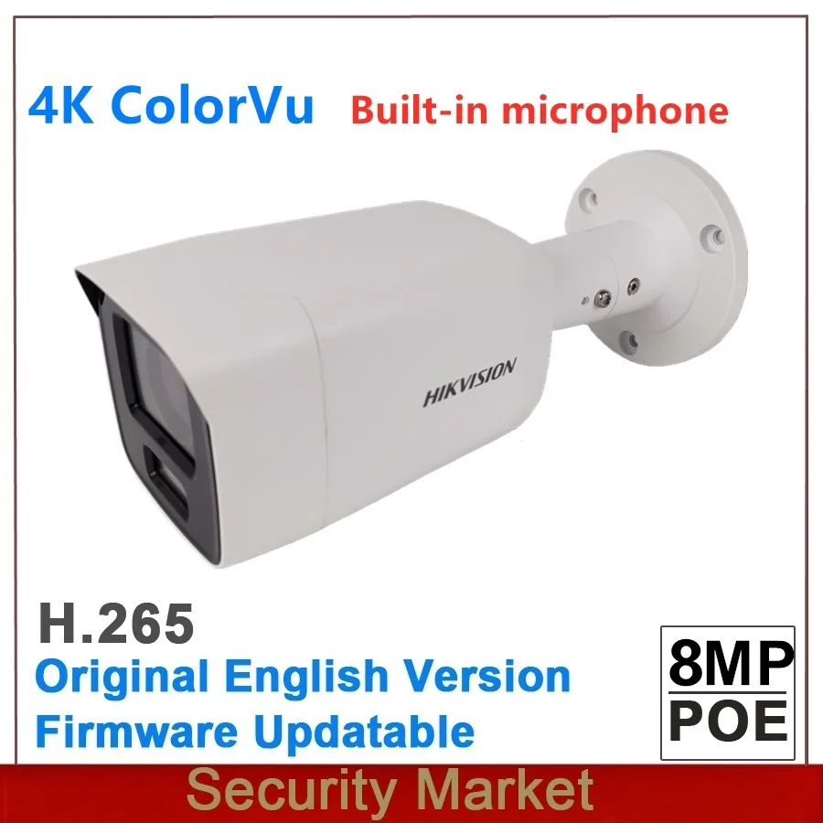 

Новинка с логотипом DS-2CD2087G2-LU 4K 8 МП встроенная сетевая камера Microphon ColorVu Fixed Bullet