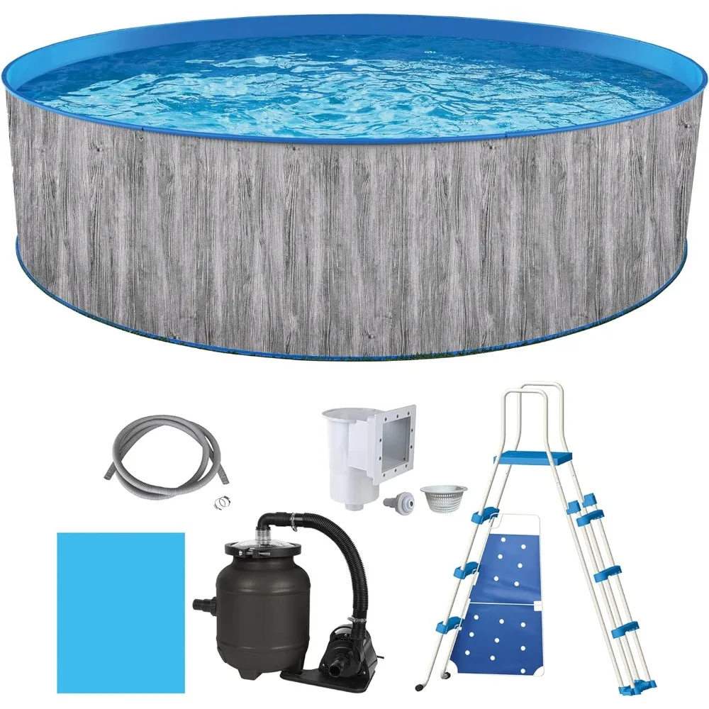 

Steel Wall Package-15-ft Round 48-in Deep Above Ground Swimming Pool, Gray