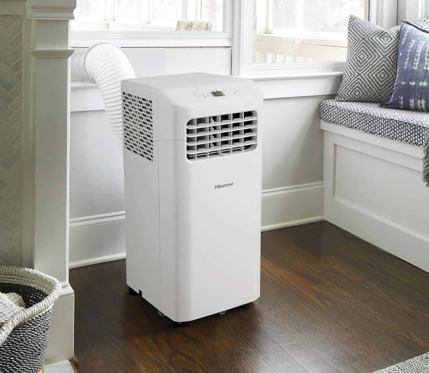 Portable Air Conditioner 5000-BTU DOE (115-Volt) White Vented, Remote control, Cools 150-sq ft, 24 Hour Timer, 3-modes (Cooling, 3