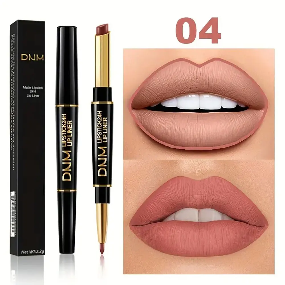 Dual-End Non-Stick Long-Lasting Lipstick & Lip Liner - High Pigment & Waterproof Valentine's Day Gift