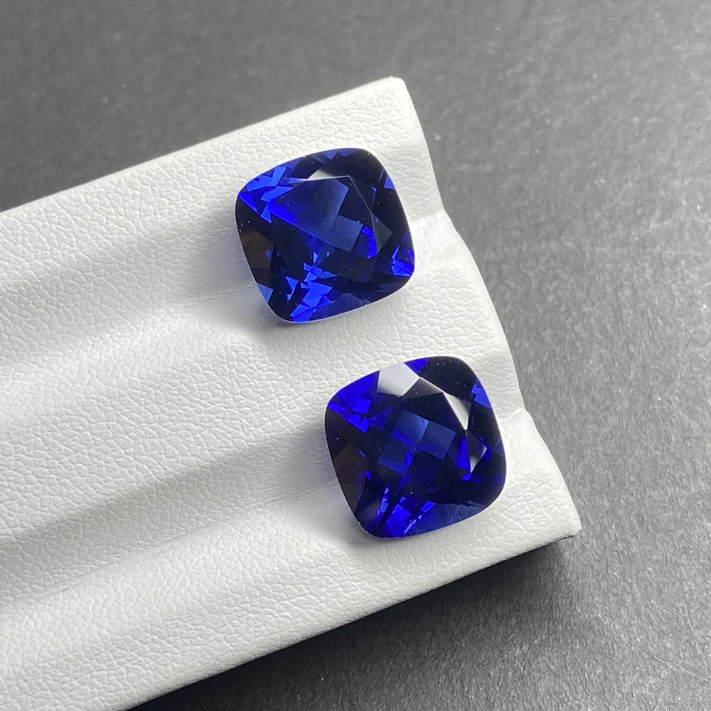 Meisidian10*10mm 5.3 Carats Laboratory Royal Blue Sapphire Gemstone Cushion Cut Corundum Sapphire Stone For Jewelry