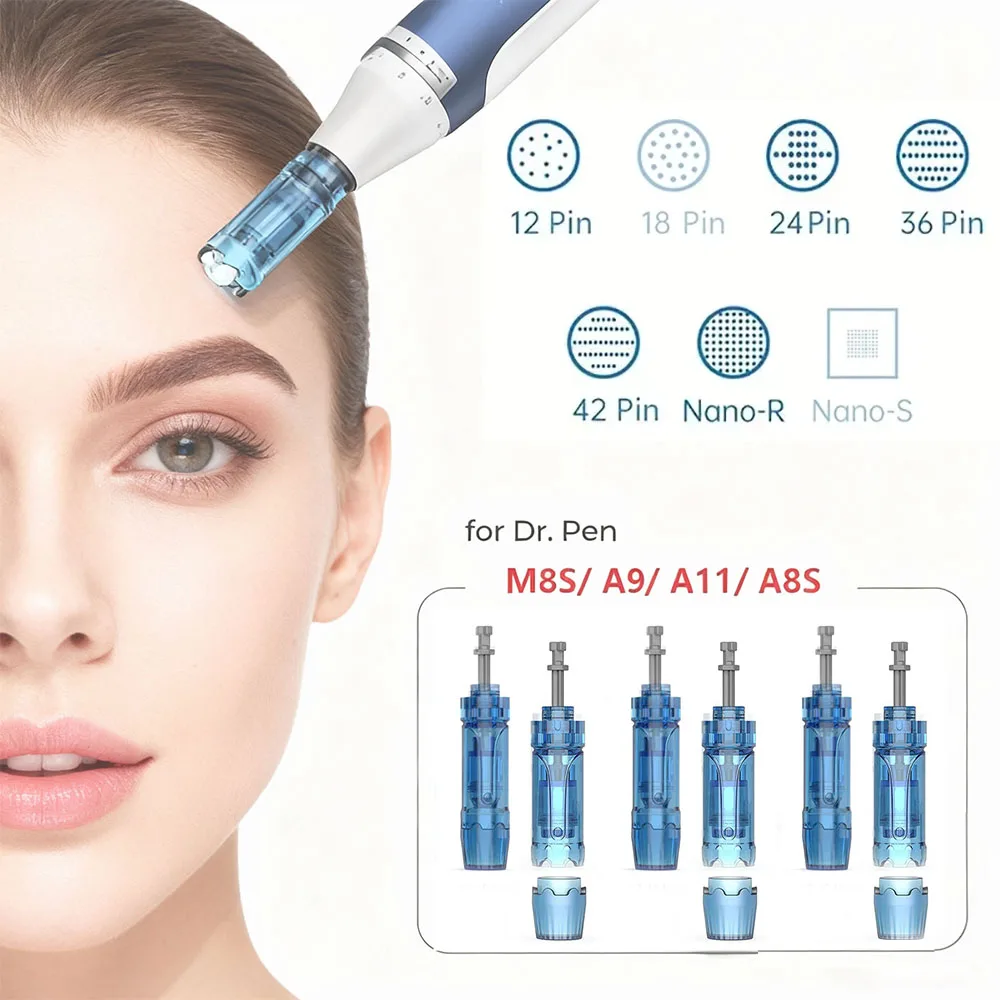 Wymienny wkład do Derma Pen M8S A8S A9, 12 24 36 42 piny Nano, jednorazowe igły do pielęgnacji skóry twarzy i ciała_voghion.com