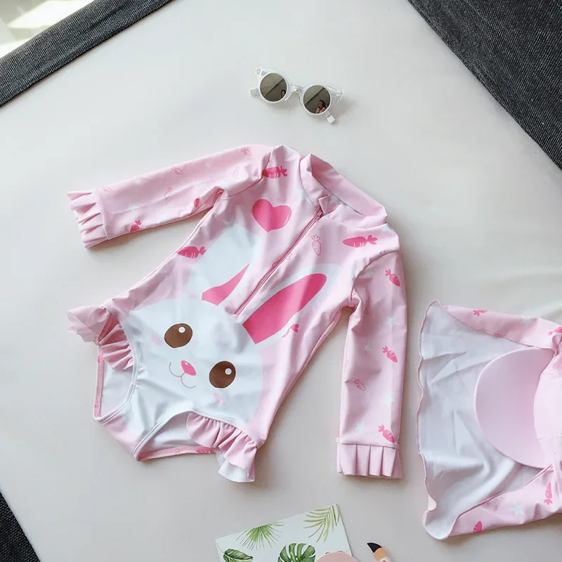 

2023 Children Swimsuit Cute Baby Bathing Suit 7-14 Years Rabbit Decoration Kids Girls One Piece Swimsuit Girls Swimwear Dropship