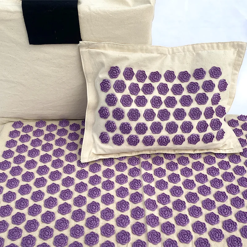 Nature Linen Coconut palm Massage Yoga mat sport pillow mat with bag Lotus Spike Acupressure Mat Cushion